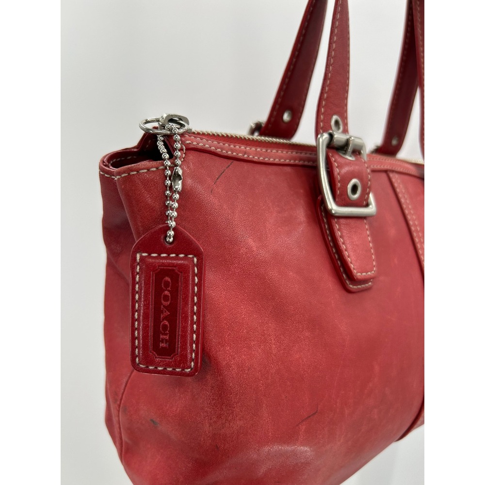 Vintage 90's Coach Red Leather‎ Shoulder Purse USA Made y2k - Picture 4 of 16